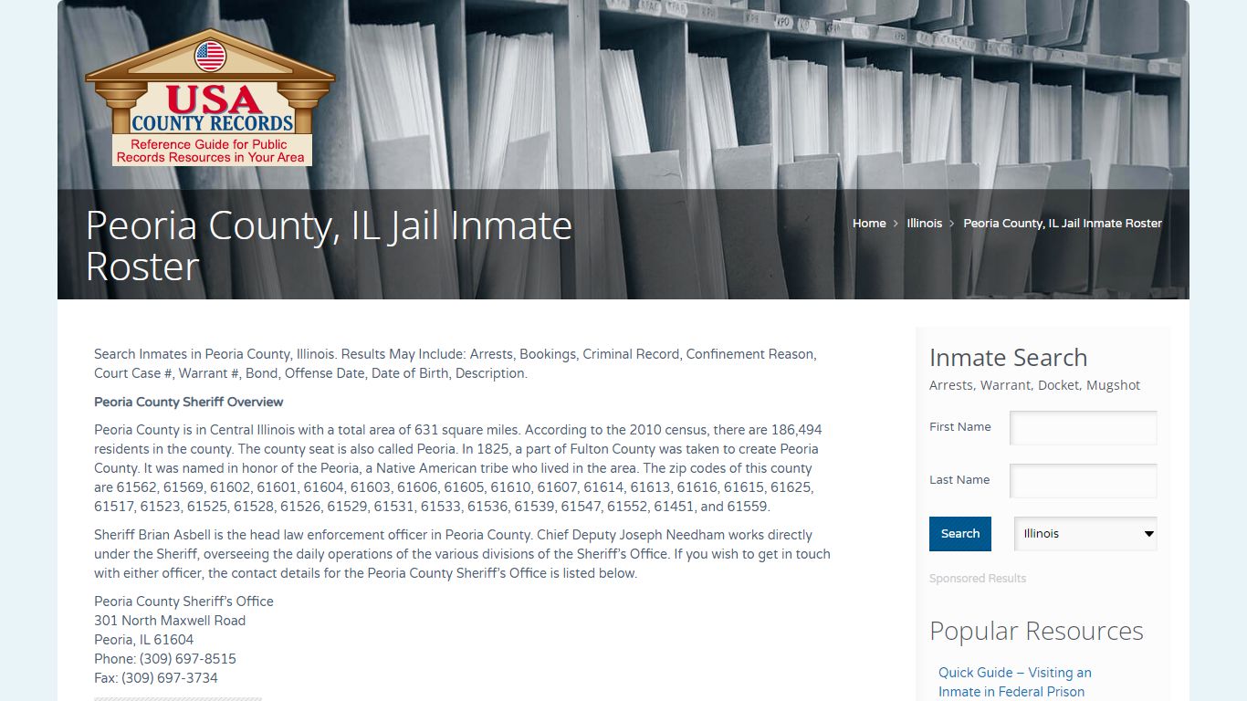 Peoria County, IL Jail Inmate Roster | Name Search